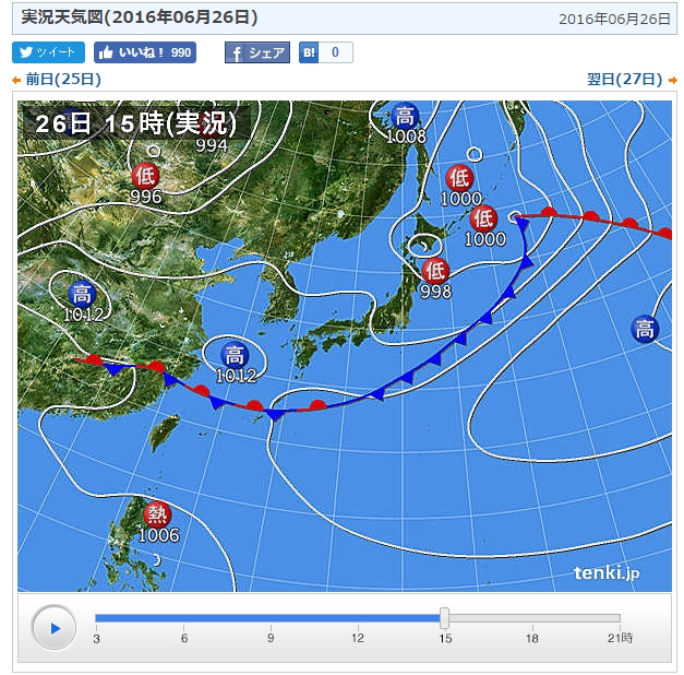 日本気象協会　実況天気図